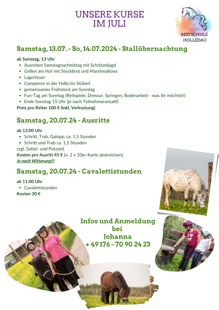 Aktuelle Reitkurse im Juli Seite 2