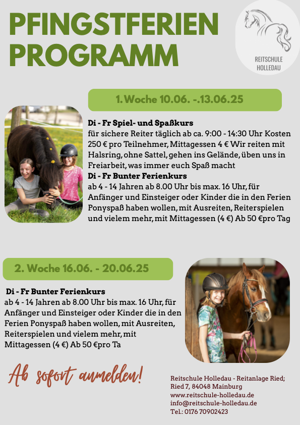 Pfingstferien Programm