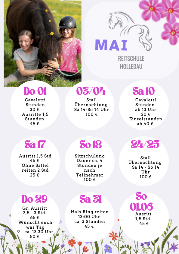 Tagestermine im Mai bei der Reitschule Holledau