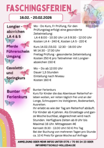 Faschingsferienprogramm 2026 Reitschule Holledau